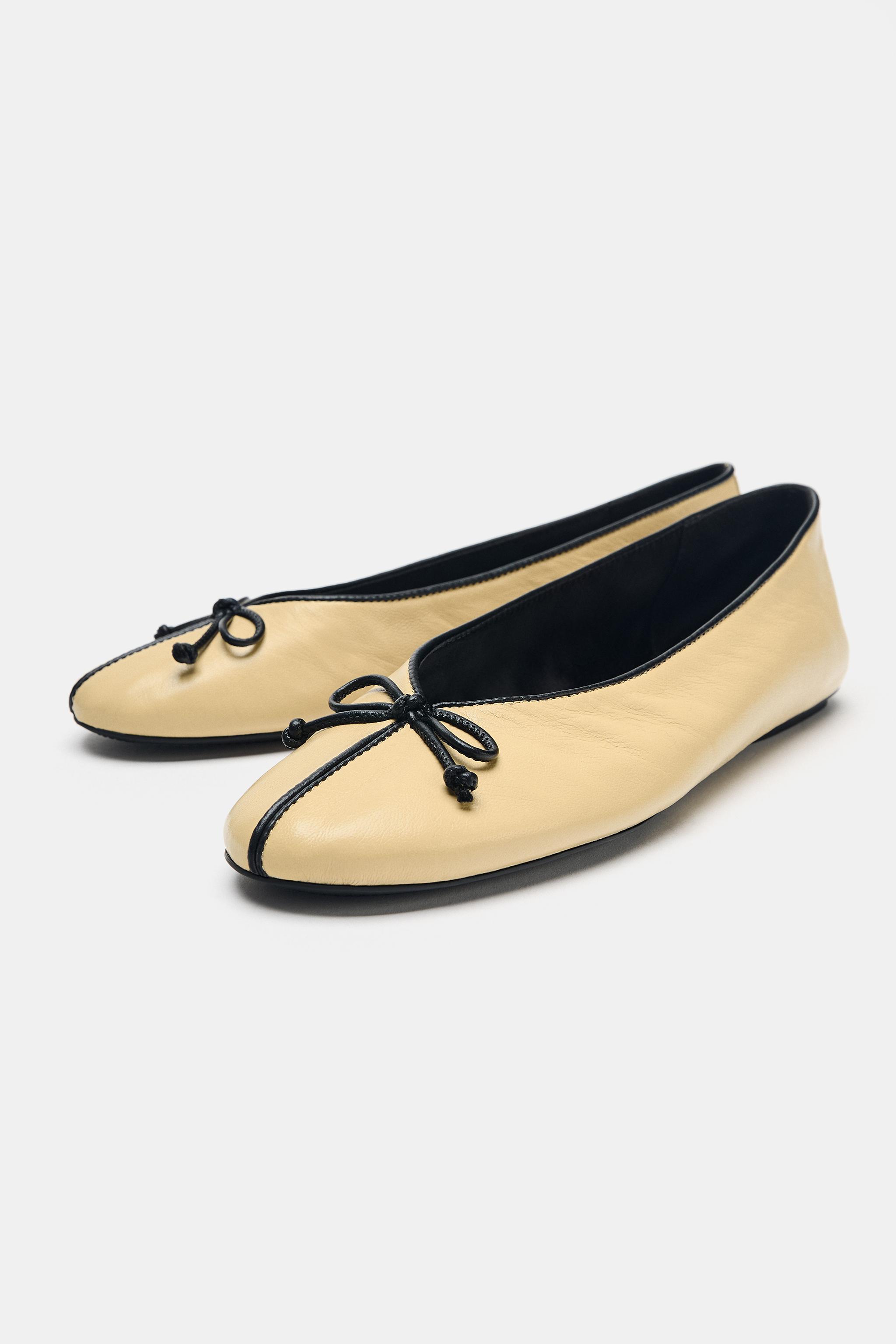 LEATHER BOW BALLET FLATS